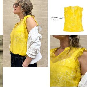 Cabi 6599 Savanna Top Yellow Floral Spring 2024 Small EUC